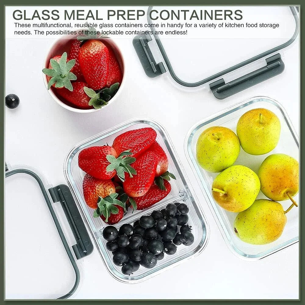 Pack of 10 30 oz. Glass Lunch Boxes with Lids Glass Food Storage Containers 07FC0E-D4 - KOEEK [7]