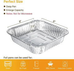 Pans-20 Pack 8x8 Square Disposable Pans, Heavy Duty Aluminum Roasting Trays 07FC0E-D4 - KOEEK [2]
