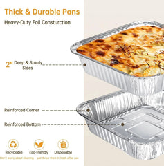 Pans-20 Pack 8x8 Square Disposable Pans, Heavy Duty Aluminum Roasting Trays 07FC0E-D4 - KOEEK [3]