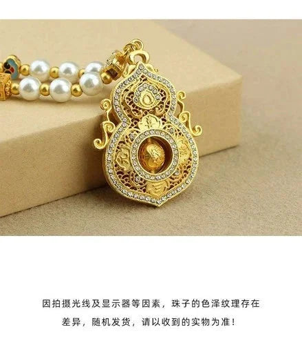 Pearl Imitation Spinning Gourd Pendant Necklace Chinese Style Long Sweater Chain 07FC0E-D4 - KOEEK [6]