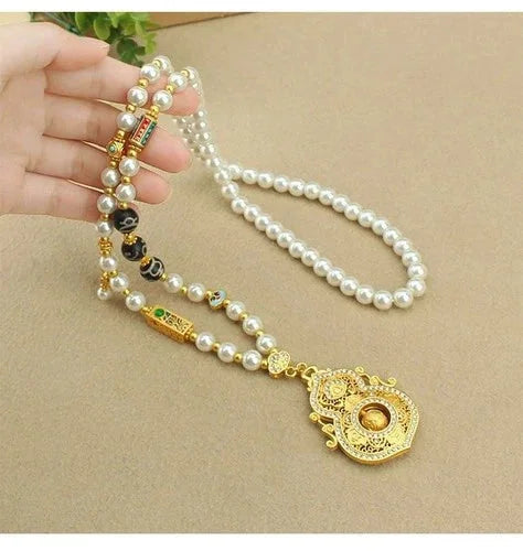 Pearl Imitation Spinning Gourd Pendant Necklace Chinese Style Long Sweater Chain 07FC0E-D4 - KOEEK [8]