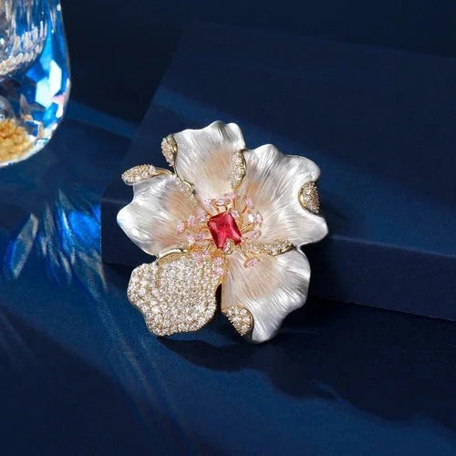 Peony Flower Brooch Elegant Coat Pin Floral Jewelry Auspicious Style Accessory 07FC0E-D4 - KOEEK [1]