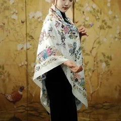 Phoenix Birds Silk Scarf 140x140cm Double Sided Square Shawl Wrap Chinese Style 07FC0E-D4 - KOEEK [4]