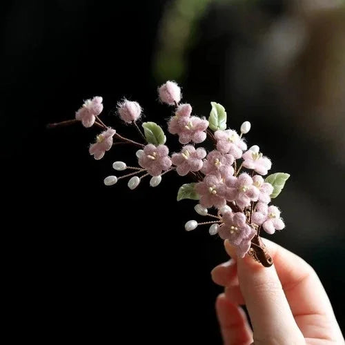 Pink Plum Blossom Hair Clip Chinese Style Hanfu Qipao Side Hair Accessory 07FC0E-D4 - KOEEK [1]