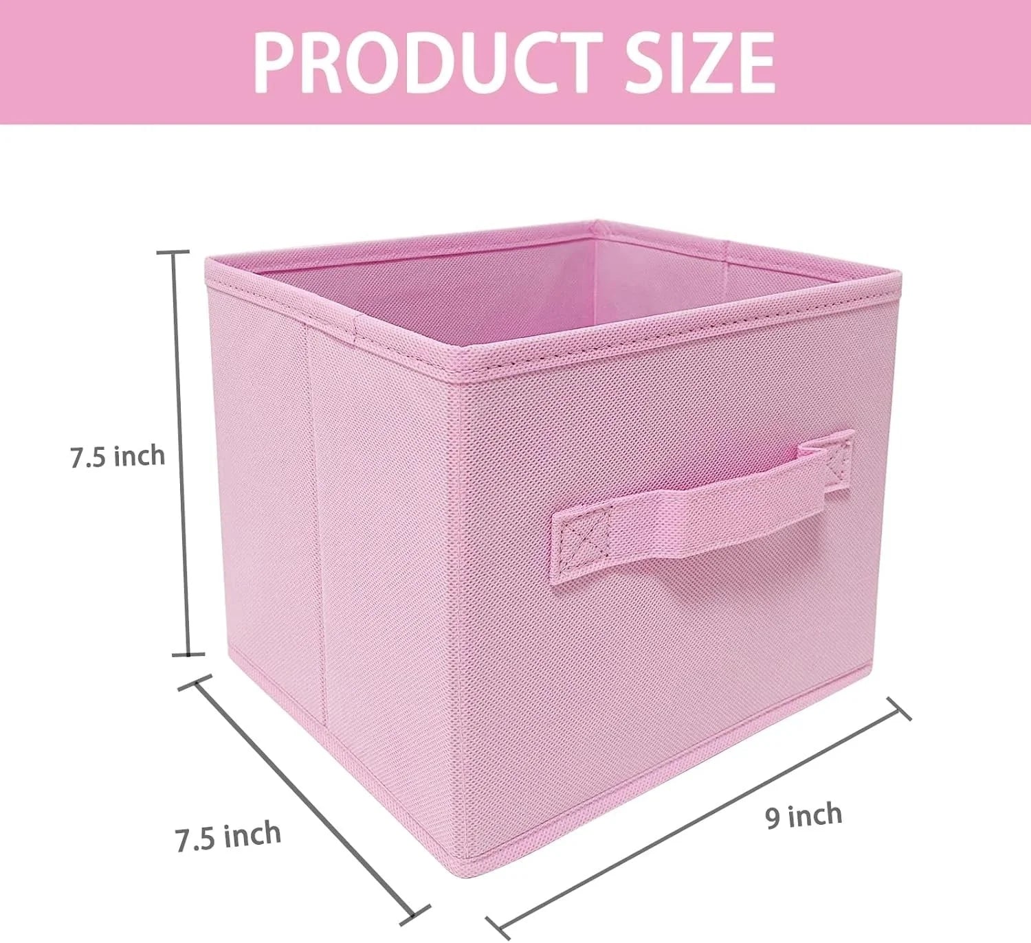 Pink Storage Boxes,Set of 3,9.0 inches x 7.5 inches x 7.5 inches,Foldable Fabric 07FC0E-D4 - KOEEK [2]