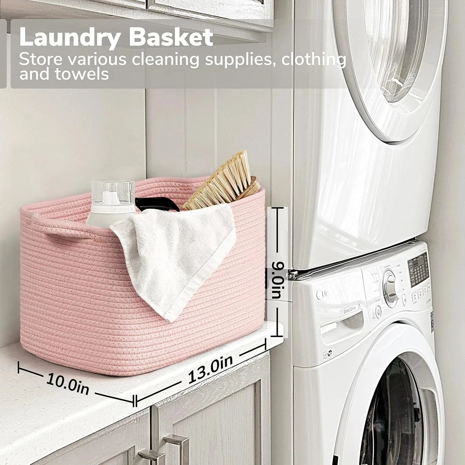 Pink storage basket,  for organizing and storing items, woven rope basket 07FC0E-D4 - KOEEK [6]