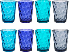 Plastic Reusable Drinking Glasses (Set of 8) 14oz Rocks Cups in Coastal Colors 07FC0E-D4 - KOEEK [2]