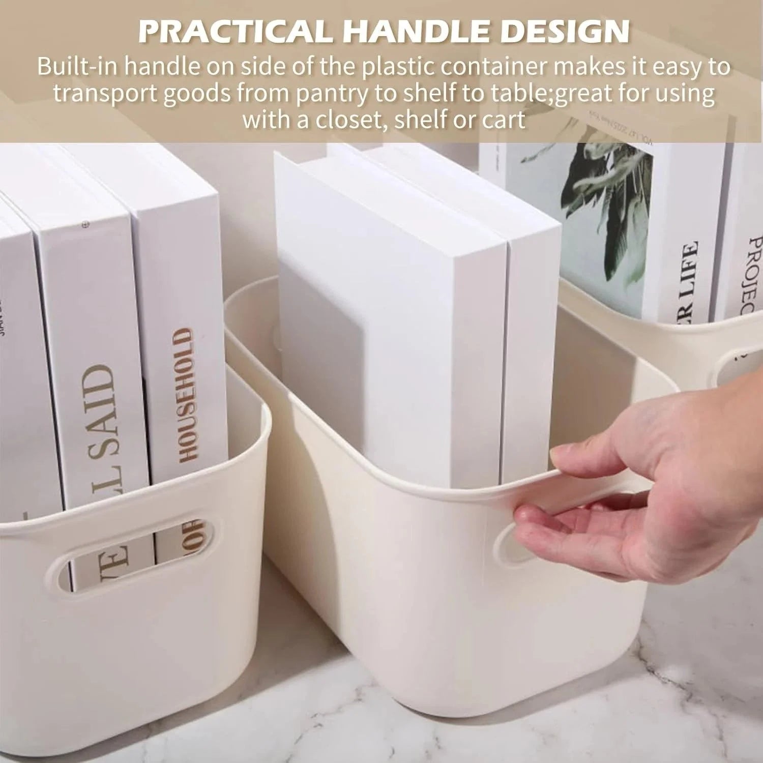 Plastic Storage Boxes 10 White Kitchen Storage Boxes (10 x 7 x 6 inches) 07FC0E-D4 - KOEEK [4]