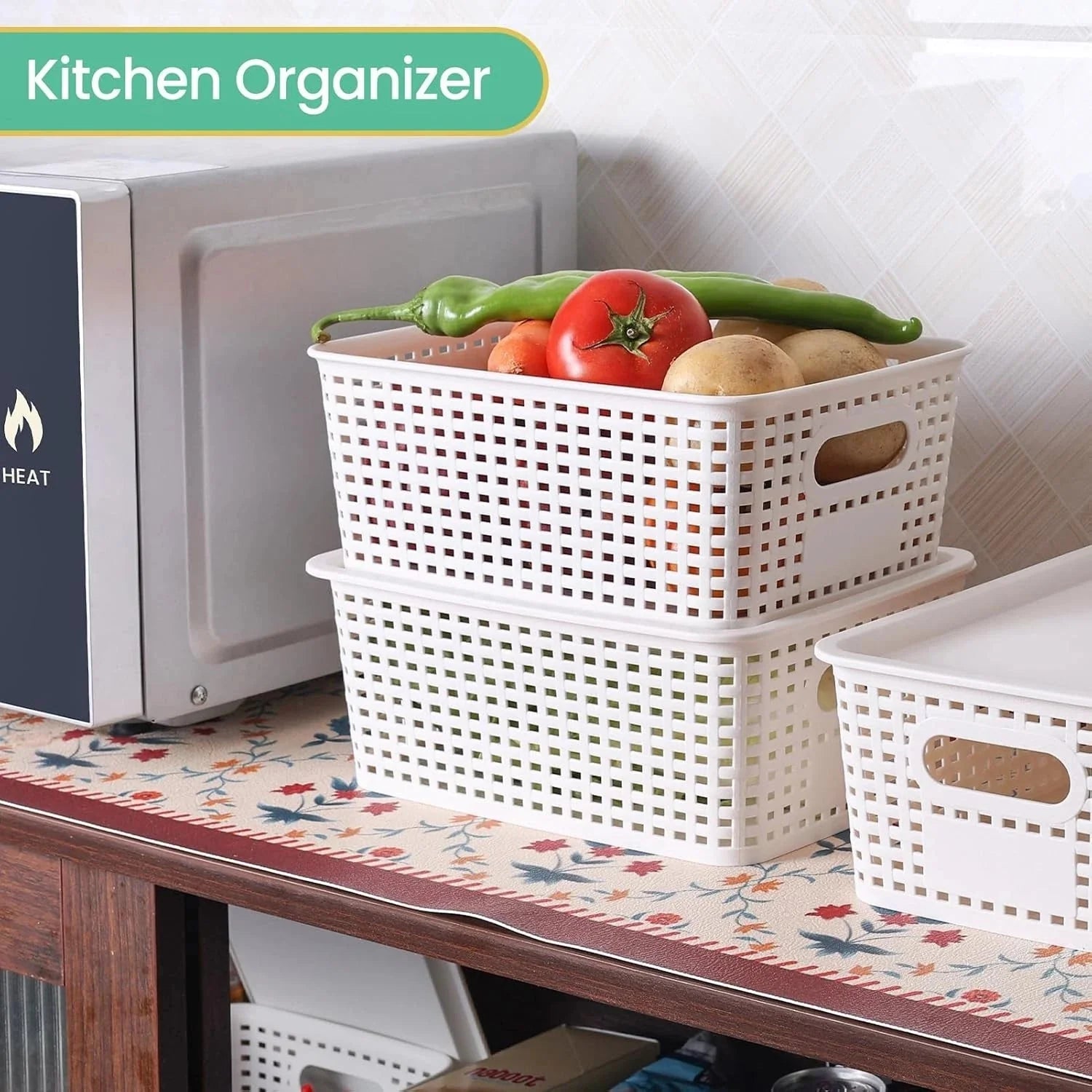 Plastic storage basket with lid - Stackable plastic storage box 07FC0E-D4 - KOEEK [6]