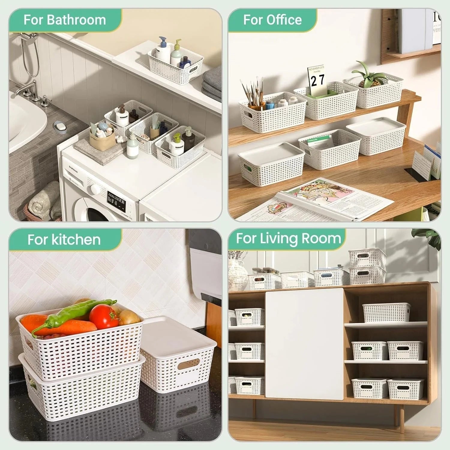 Plastic storage basket with lid - Stackable plastic storage box 07FC0E-D4 - KOEEK [7]