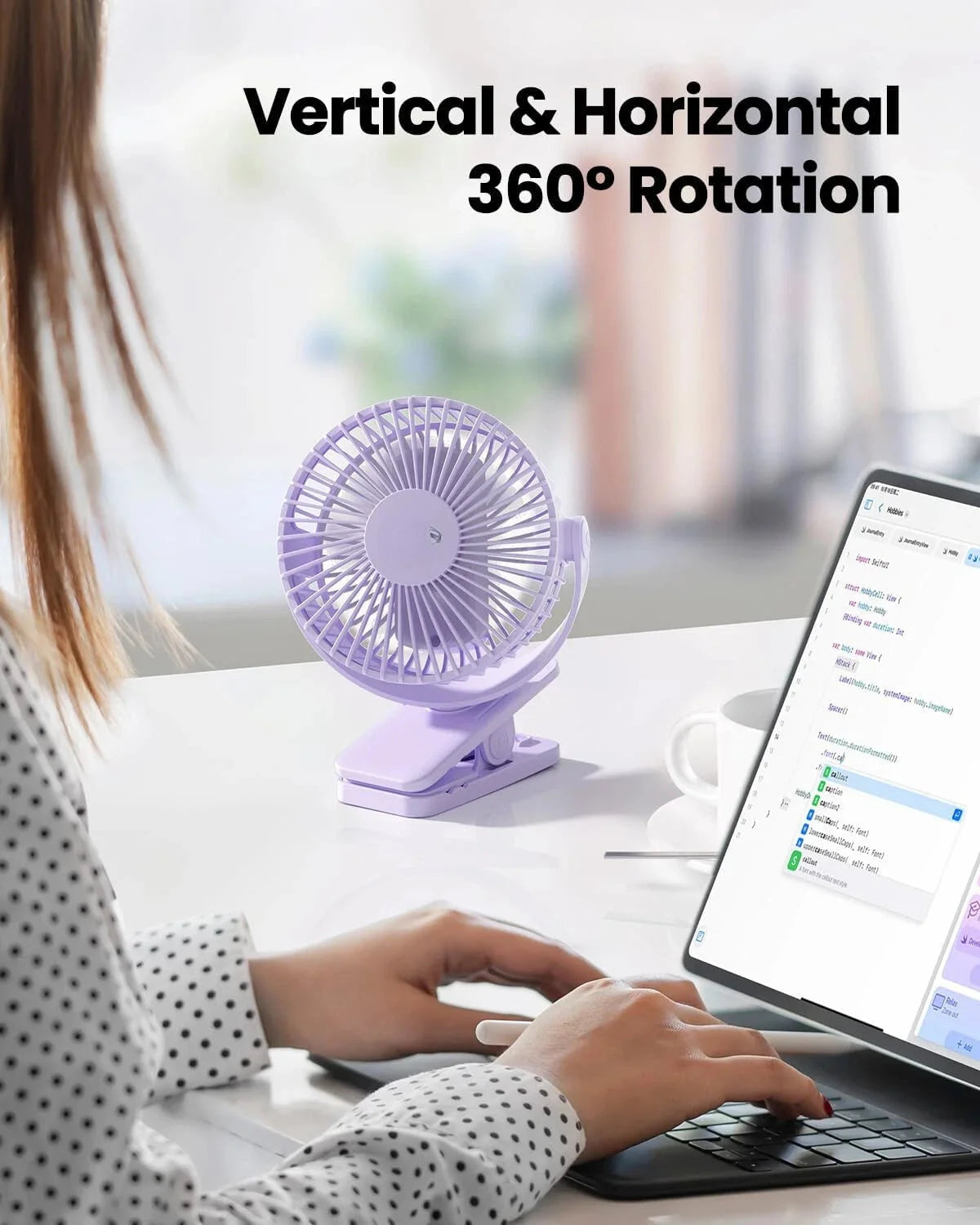Portable Clip on Fan Battery Operated, Small Powerful 3 Speed Quiet 360° Rotate, 07FC0E-D4 - KOEEK [2]