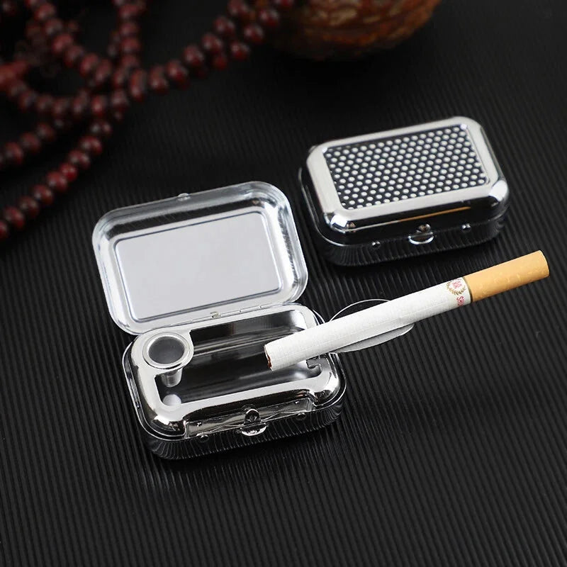 Portable EDC Ashtray Metal Pocket Ashtray Mini Ashtray With Lid Cigaretbe Gifts 07FC0E-D4 - KOEEK [6]