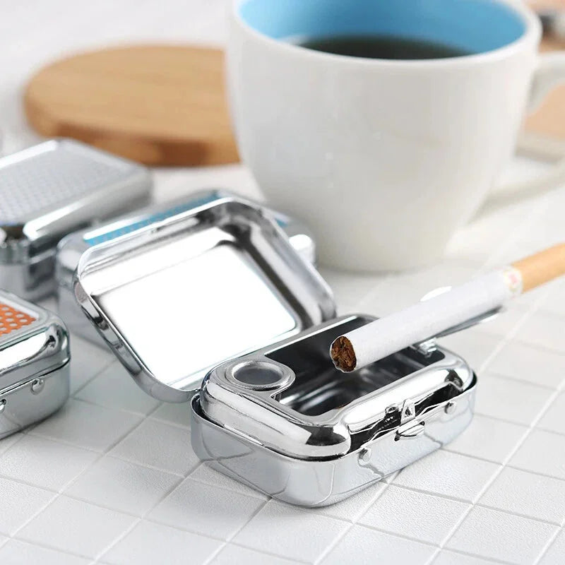 Portable EDC Ashtray Metal Pocket Ashtray Mini Ashtray With Lid Cigaretbe Gifts 07FC0E-D4 - KOEEK [7]