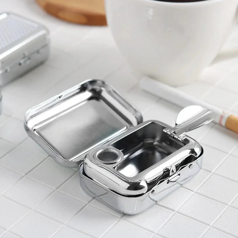 Portable EDC Ashtray Metal Pocket Ashtray Mini Ashtray With Lid Cigaretbe Gifts 07FC0E-D4 - KOEEK [8]