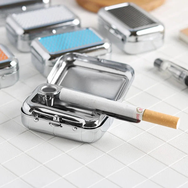 Portable EDC Ashtray Metal Pocket Ashtray Mini Ashtray With Lid Cigaretbe Gifts 07FC0E-D4 - KOEEK [9]