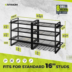 Power Tool Organizer, 8 Drill Racks Wall Mounted, 4 Tier Garage Tool Organizer 07FC0E-D4 - KOEEK [2]