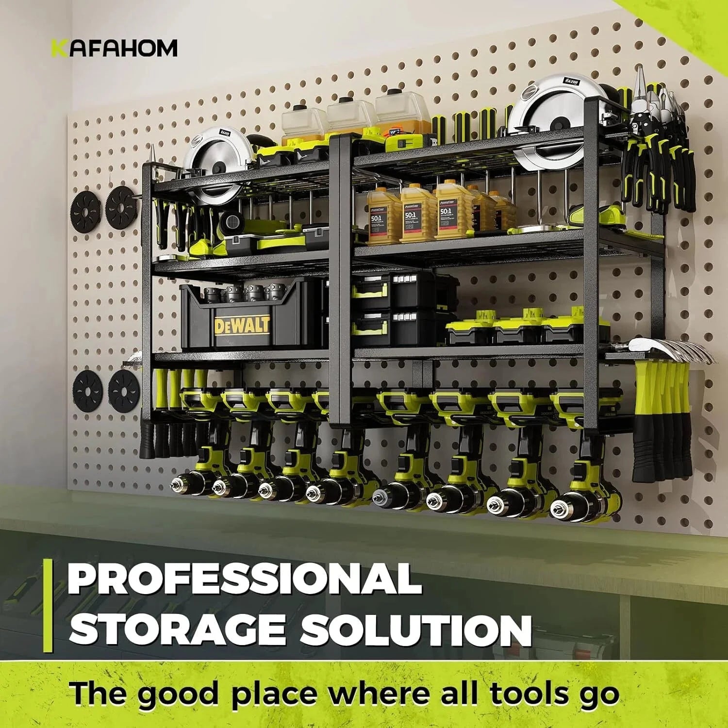 Power Tool Organizer, 8 Drill Racks Wall Mounted, 4 Tier Garage Tool Organizer 07FC0E-D4 - KOEEK [5]