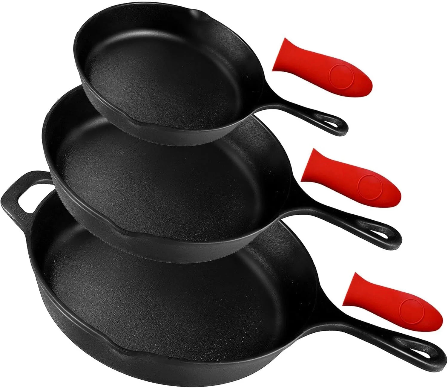 Pre-Air-Dried Cast Iron Skillet 3-Piece Set | 6“, 8” and 10” Cast Iron Skillets 07FC0E-D4 - KOEEK [2]