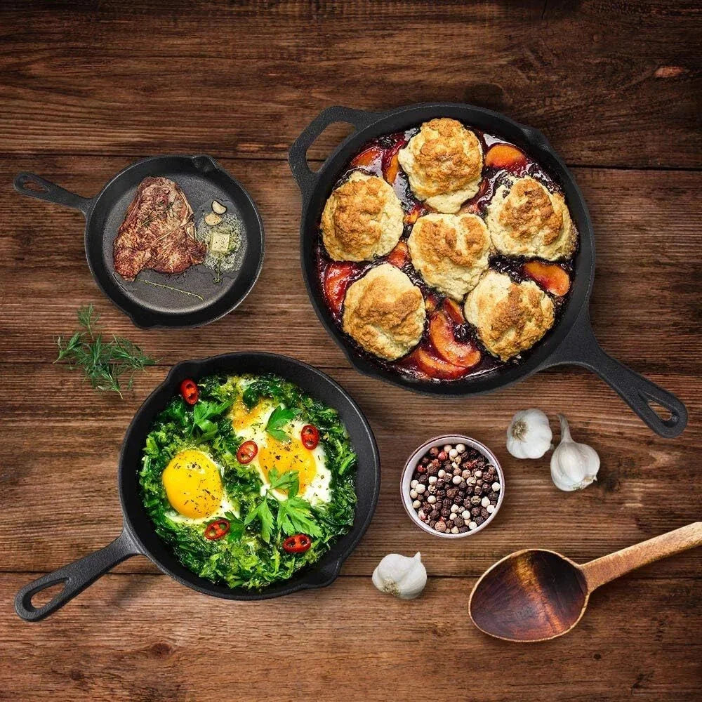 Pre-Air-Dried Cast Iron Skillet 3-Piece Set | 6“, 8” and 10” Cast Iron Skillets 07FC0E-D4 - KOEEK [6]