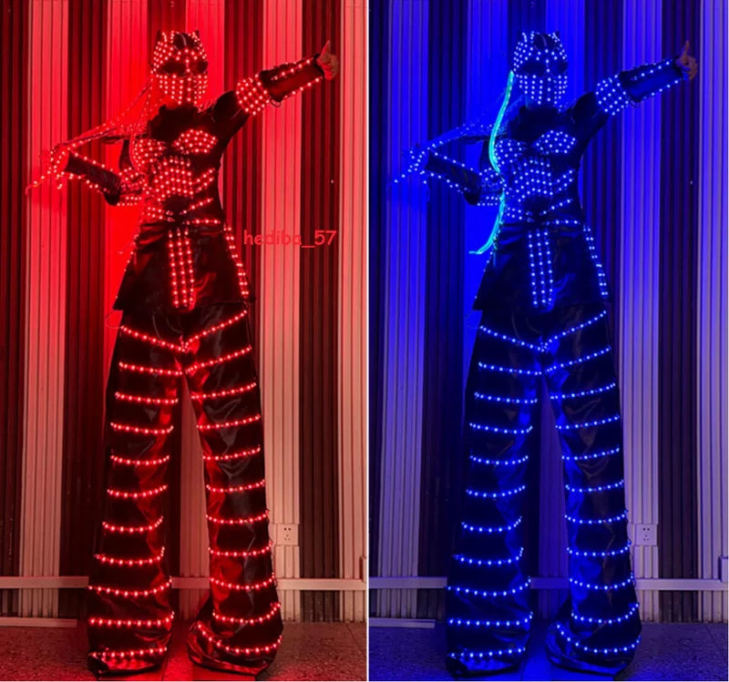 Predator LED Robot RGB Costume Women Illuminated Stilt Suit Set Show Clothing 07FC0E-D4 - KOEEK [7]