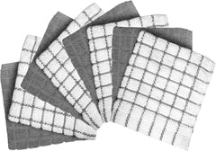Premium Cotton Dish Cloths 12" x 12"| Gray Check Design 380 GSM Highly Absorbent 07FC0E-D4 - KOEEK [3]