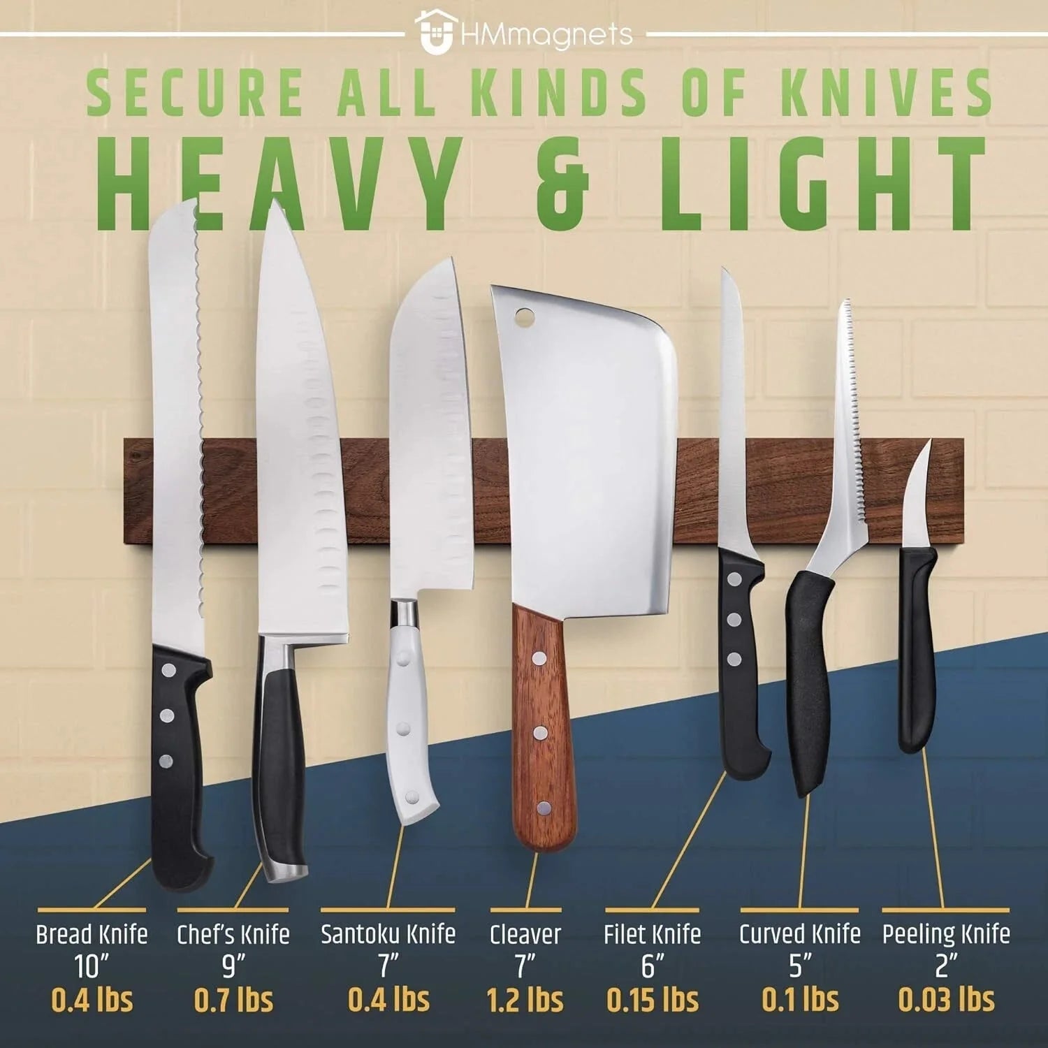 Premium Dark Walnut Wall Mounted Magnetic Knife Holder | 16 in. 07FC0E-D4 - KOEEK [5]
