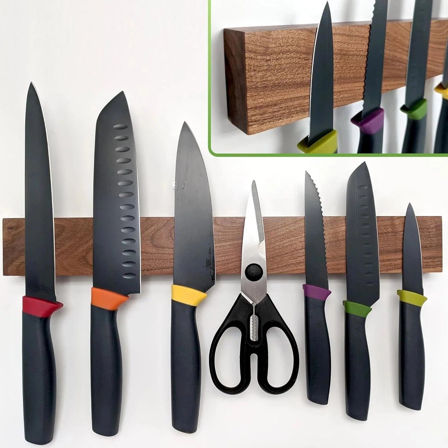 Premium Dark Walnut Wall Mounted Magnetic Knife Holder | 16 in. 07FC0E-D4 - KOEEK [9]