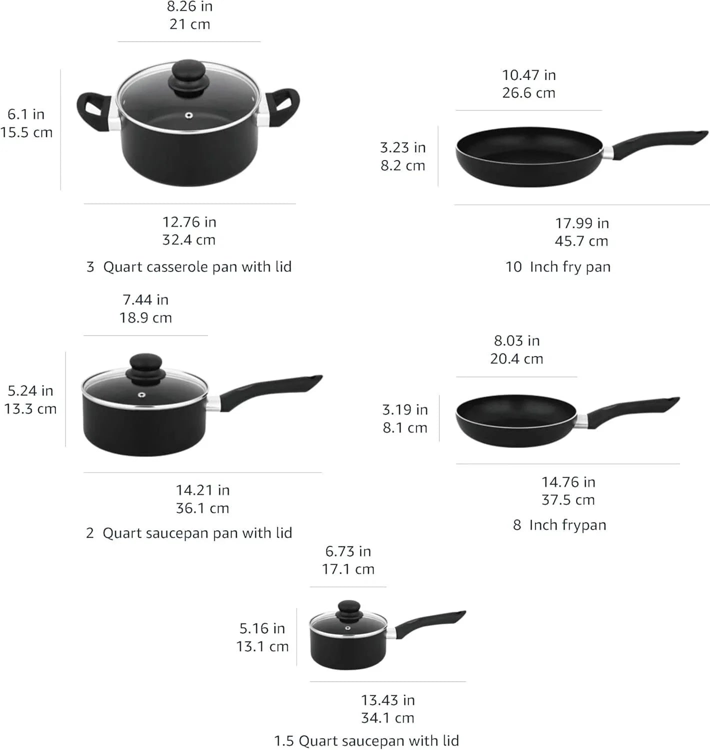 ProductsNon-Stick Cookware 8-Piece Set, Includes Cookware, Black 07FC0E-D4 - KOEEK [6]