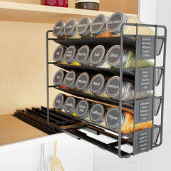 Pull Out Spice Rack Organizer with 20 Jars, Duty Slide Out Seasoning Organizer 07FC0E-D4 - KOEEK [1]