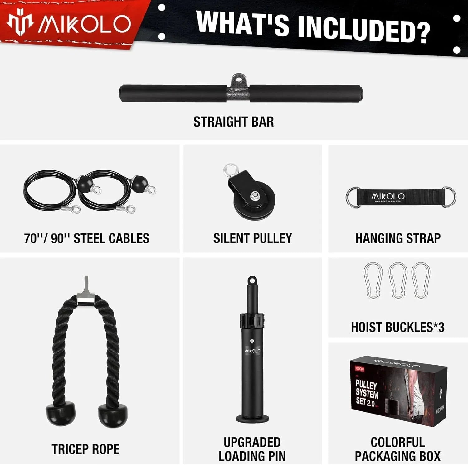 Pulley system with upgraded load pin, home gym equipment 07FC0E-D4 - KOEEK [2]