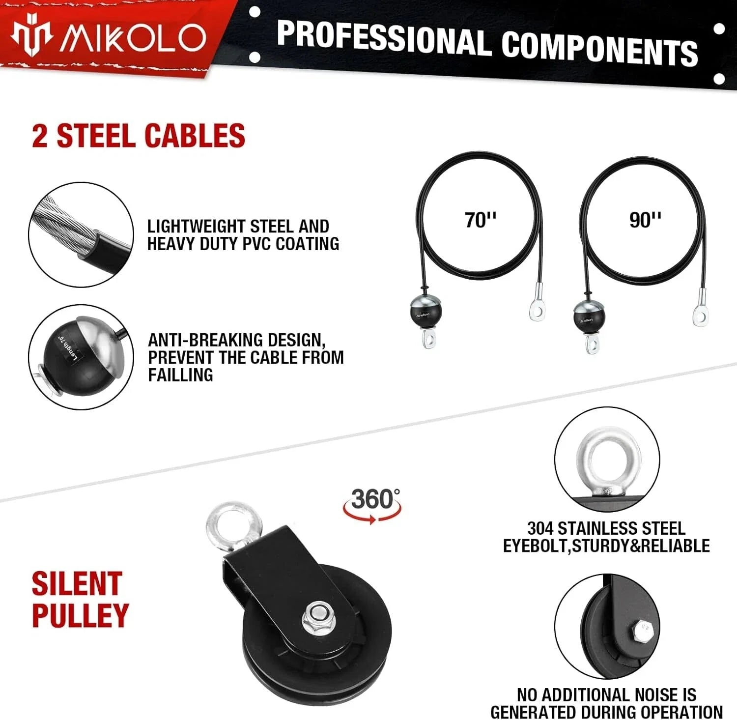 Pulley system with upgraded load pin, home gym equipment 07FC0E-D4 - KOEEK [3]