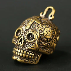 Pure Brass Skull Head Keychain Pendant Key Ring Hanging Gift EDC Knife Miniature 07FC0E-D4 - KOEEK [1]