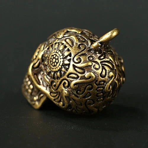 Pure Brass Skull Head Keychain Pendant Key Ring Hanging Gift EDC Knife Miniature 07FC0E-D4 - KOEEK [5]