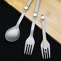 Pure Titanium Cutlery Spoon Fork Folding Outdoor Camping Home Foldable Picnic 07FC0E-D4 - KOEEK [1]