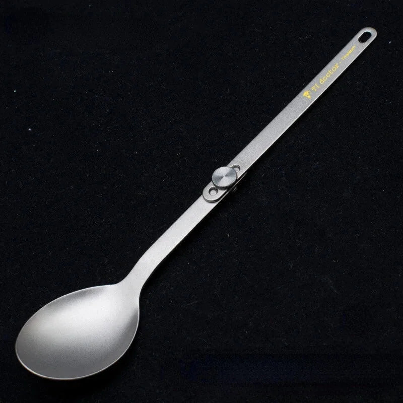 Pure Titanium Cutlery Spoon Fork Folding Outdoor Camping Home Foldable Picnic 07FC0E-D4 - KOEEK [6]