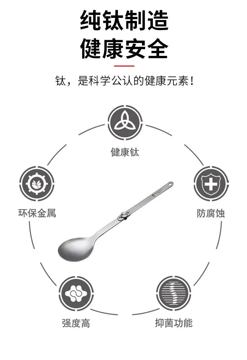 Pure Titanium Cutlery Spoon Fork Folding Outdoor Camping Home Foldable Picnic 07FC0E-D4 - KOEEK [9]