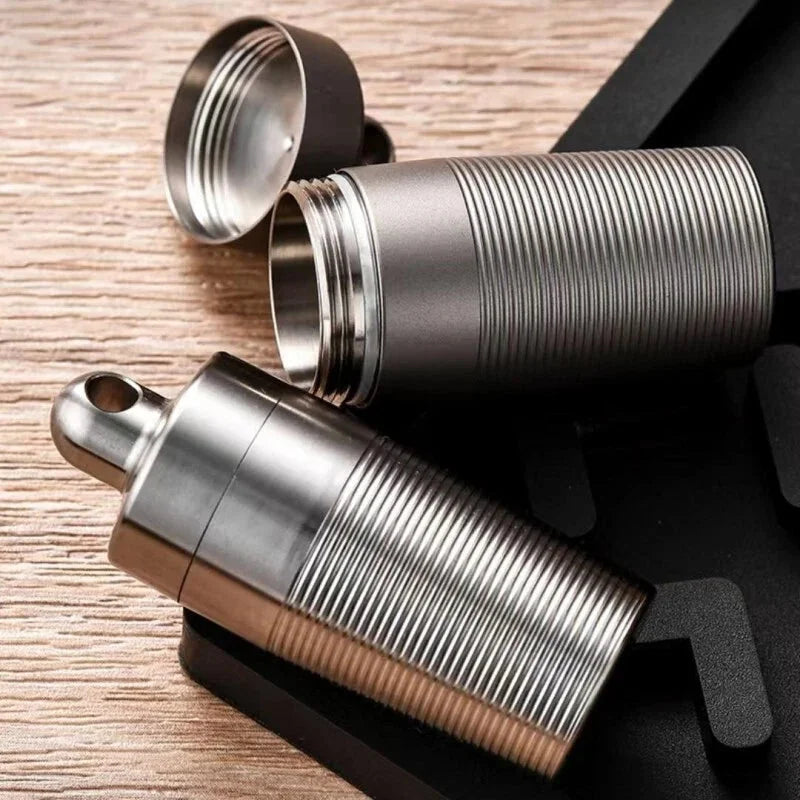 Pure Titanium Pill Holder Organizer Container Case Waterproof Portable EDC 07FC0E-D4 - KOEEK [1]