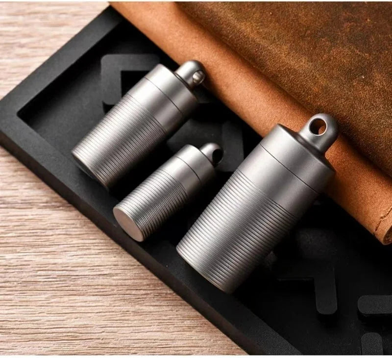 Pure Titanium Pill Holder Organizer Container Case Waterproof Portable EDC 07FC0E-D4 - KOEEK [3]