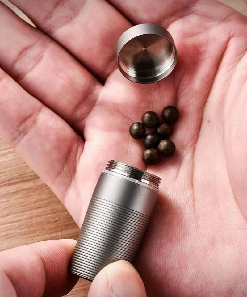 Pure Titanium Pill Holder Organizer Container Case Waterproof Portable EDC 07FC0E-D4 - KOEEK [8]