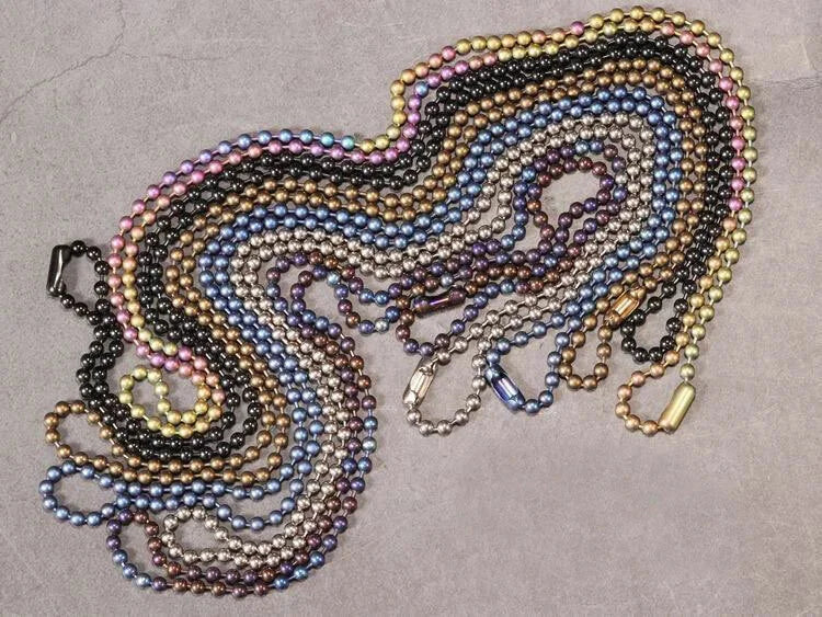 Pure Titanium Round Ball Bead Chain Anti-Allergy Ultralight Necklace 2/2.4/3/4mm 07FC0E-D4 - KOEEK [2]