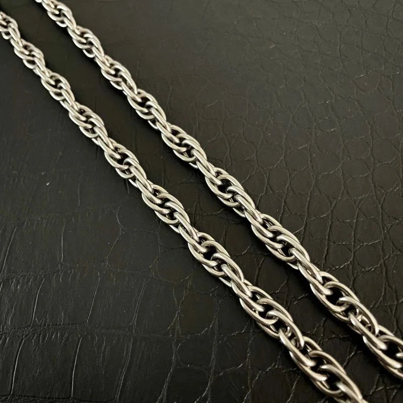 Pure Titanium Twisted Necklace With a 7mm Wide Anti Allergic Moisture Chain 07FC0E-D4 - KOEEK [1]
