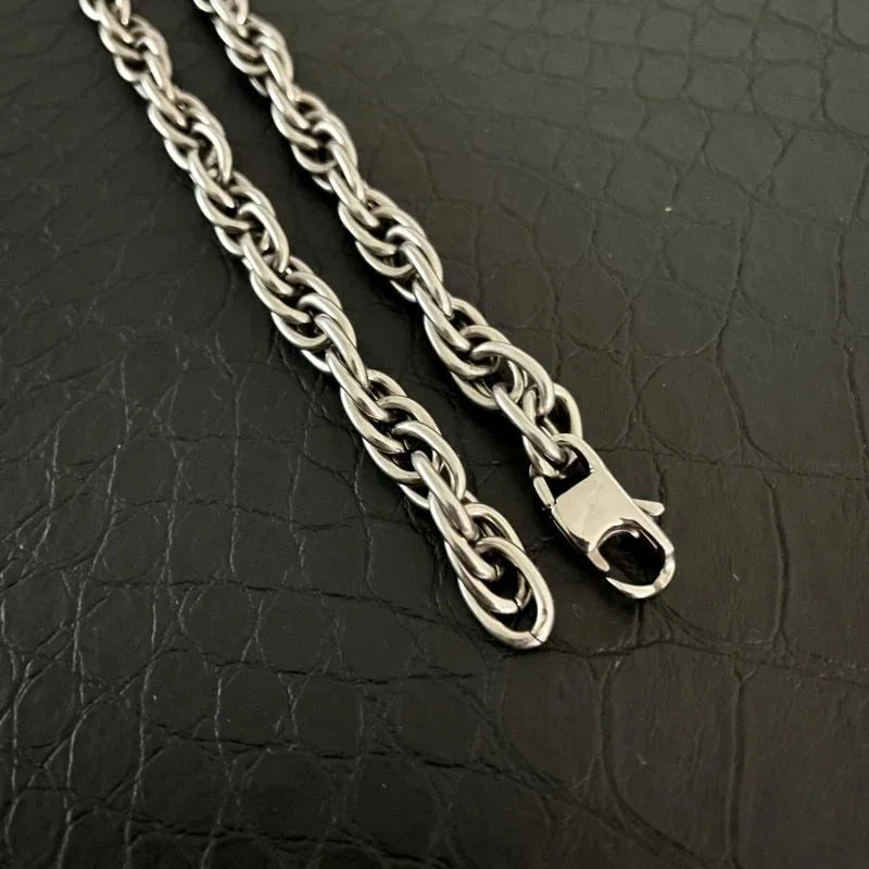 Pure Titanium Twisted Necklace With a 7mm Wide Anti Allergic Moisture Chain 07FC0E-D4 - KOEEK [2]