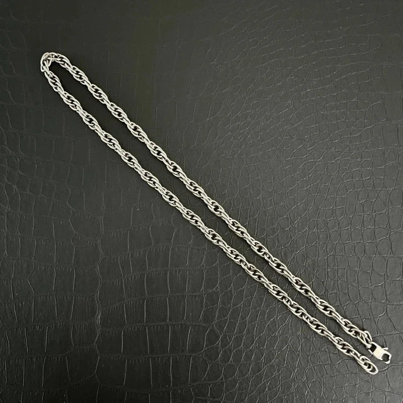Pure Titanium Twisted Necklace With a 7mm Wide Anti Allergic Moisture Chain 07FC0E-D4 - KOEEK [4]