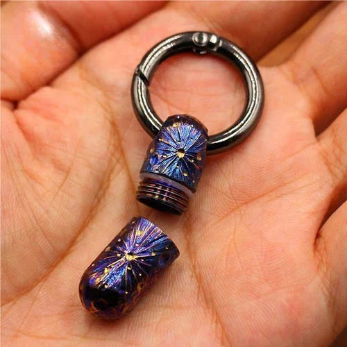 Pure Titanium Waterproof Pill Holder Case Container Keychain Handmade EDC Gift 07FC0E-D4 - KOEEK [3]