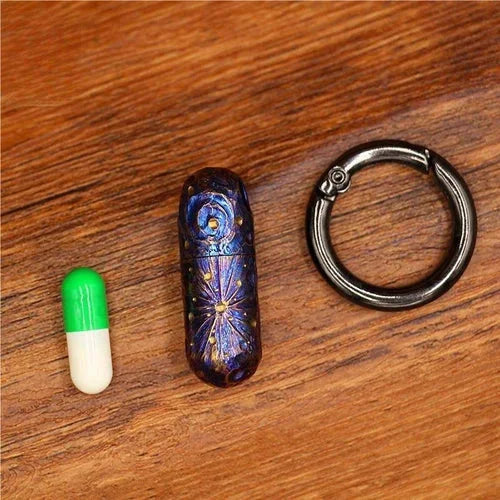 Pure Titanium Waterproof Pill Holder Case Container Keychain Handmade EDC Gift 07FC0E-D4 - KOEEK [5]