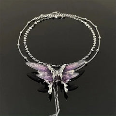 Purple Butterfly Bead Necklace For Women Clavicle Chain Jewelry 07FC0E-D4 - KOEEK [2]