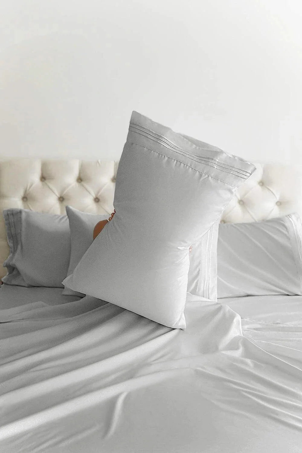 Queen 6 Piece Sheet Set -Breathable, soft and wrinkle resistant -French Gray 07FC0E-D4 - KOEEK [8]