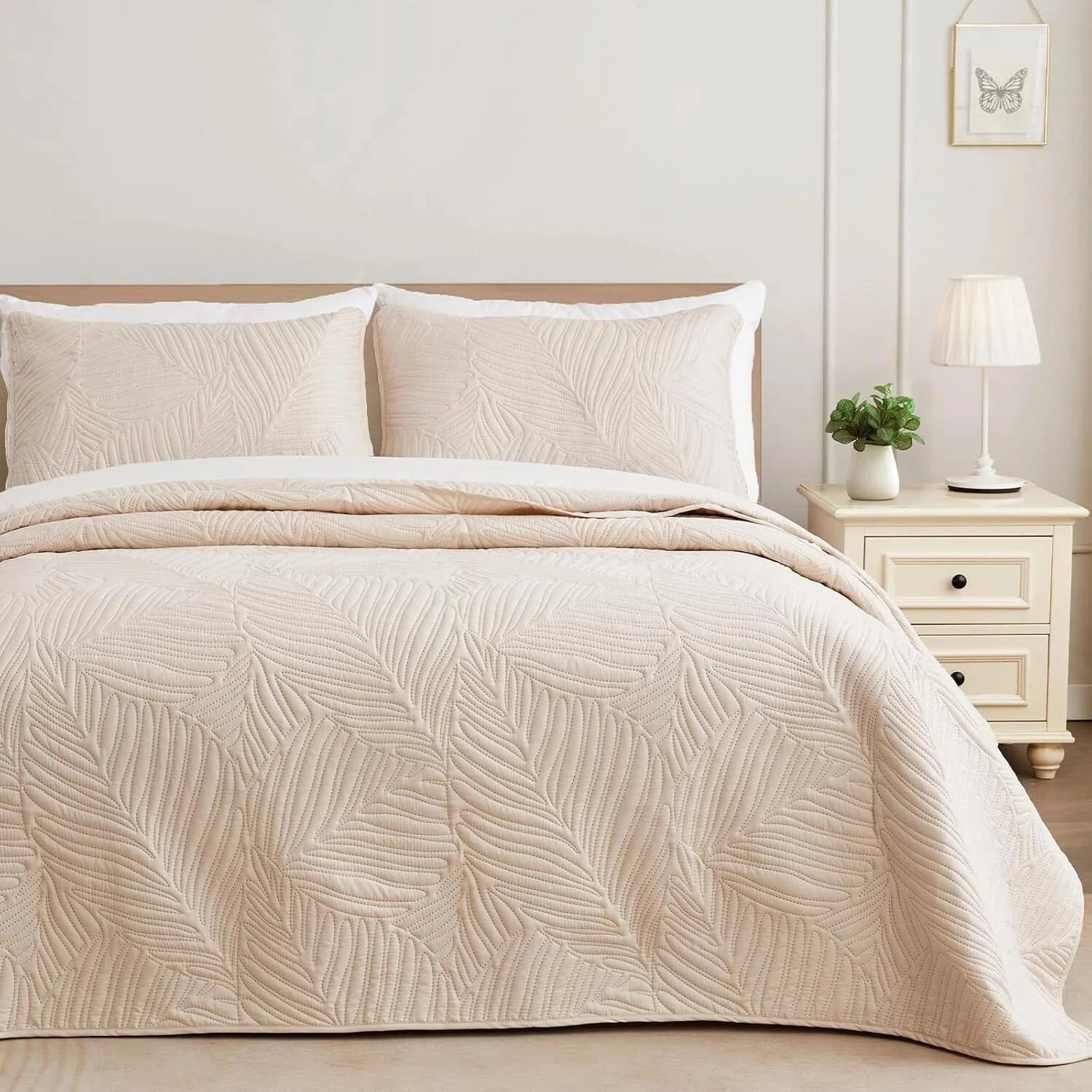 Queen Quilt Bedding Set,Lightweight Beige Quilts Queen Full Size for All Seasons 07FC0E-D4 - KOEEK [1]