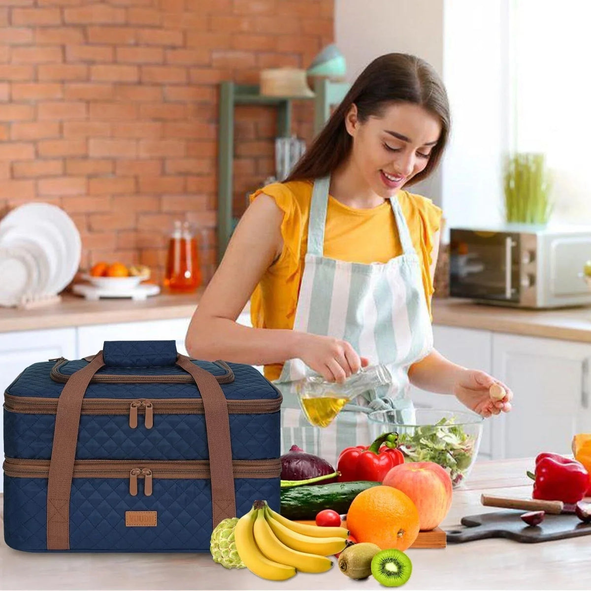 Quilted Insulated Double Casserole Carrying Case - Potluck Gatherings 07FC0E-D4 - KOEEK [1]