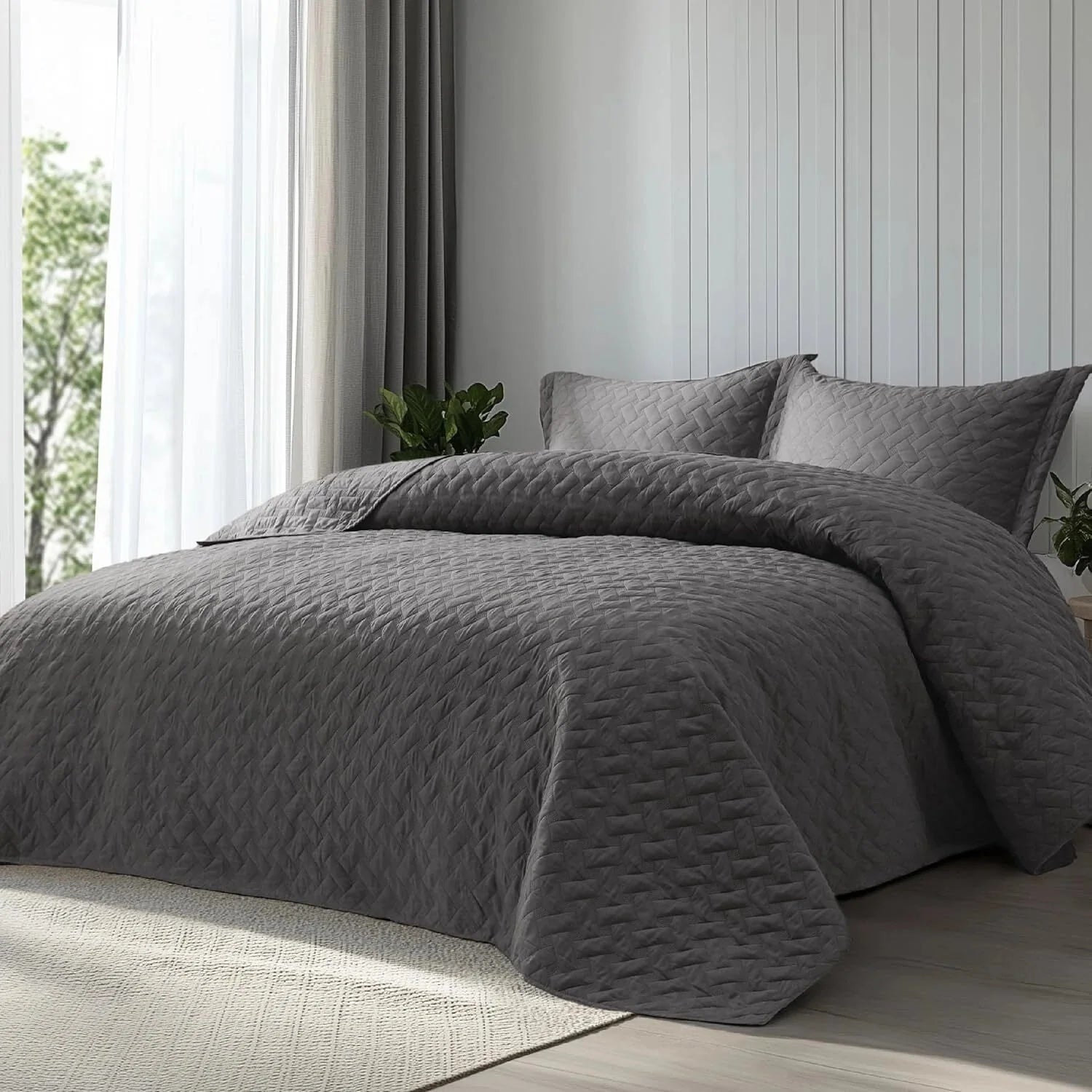 Quilts Queen Size - Lightweight Bedspreads Queen Size with Basket Weave Pattern 07FC0E-D4 - KOEEK [1]